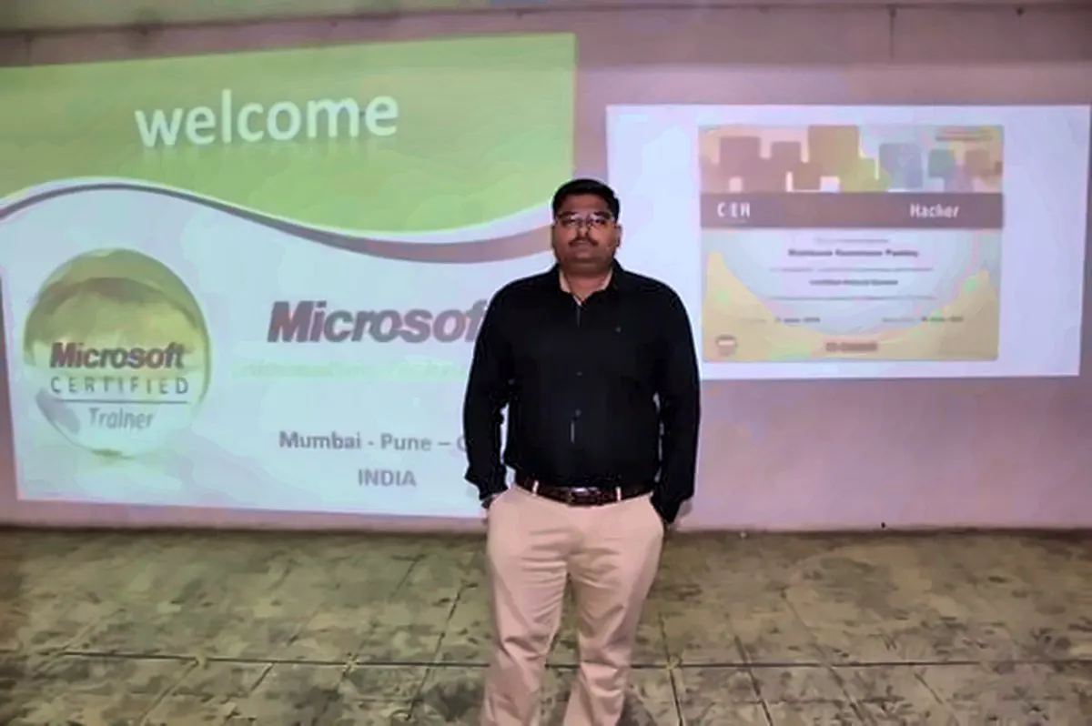 Rishikesh Pandey conducting a Cyber Security Awareness & IT career guidance session at a college, 2017