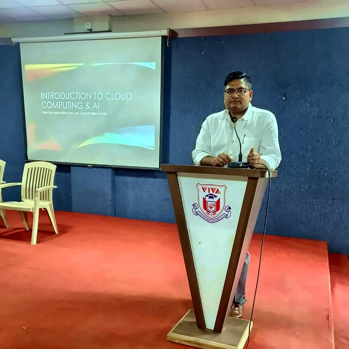 Rishikesh Pandey conducting a Cyber Security / Ethical Hacking & IT career guidance session at a college, 2025