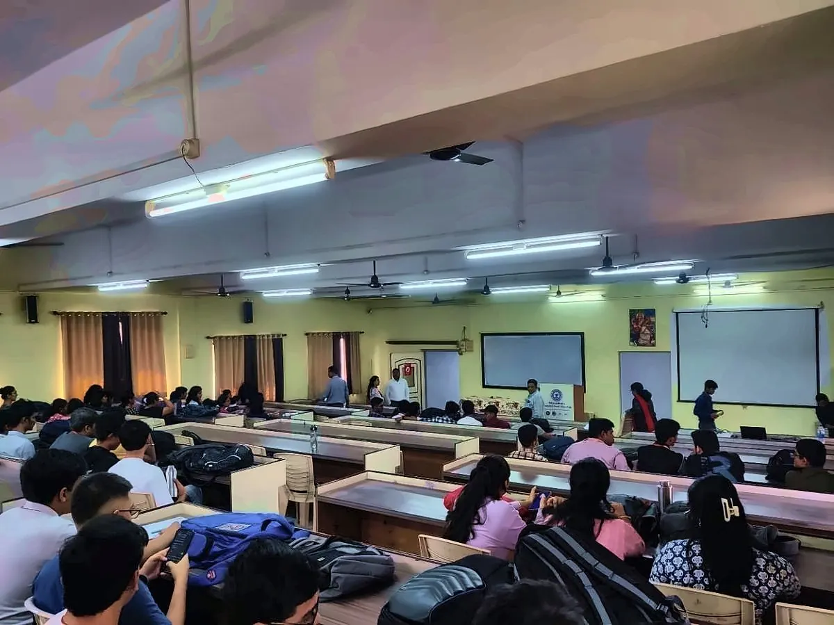 Rishikesh Pandey conducting a Cyber Security Awareness & IT career guidance session at Vartak College, 2024